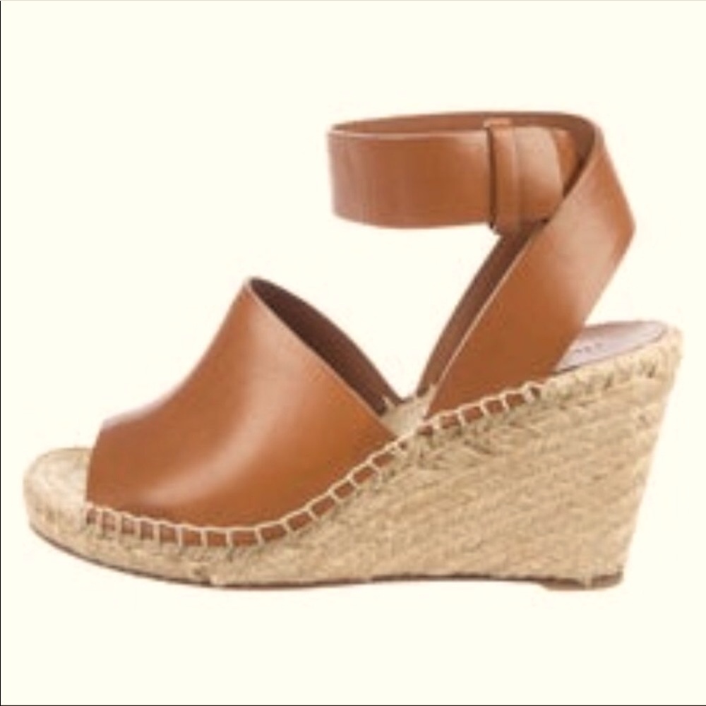 Celine Leather Espadrille Platform Sandal Wedge